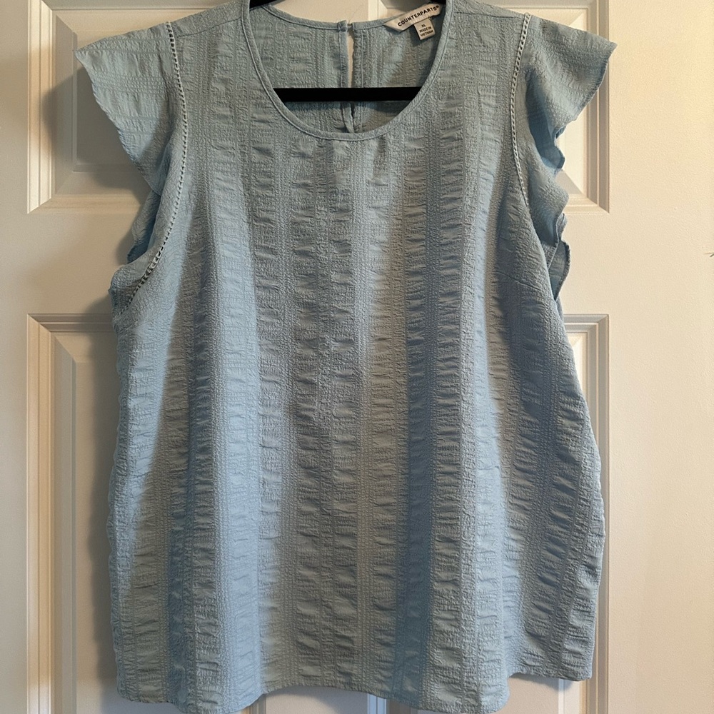 Counterparts Sky Blue Textured Blouse